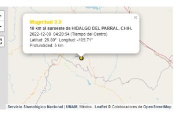 Se registra sismo de 3.0 en Parral este viernes