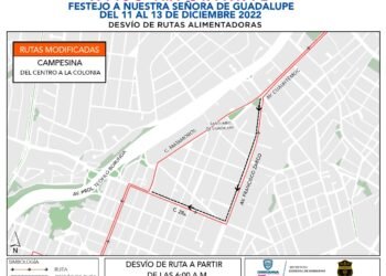 Cambian rutas de transporte por Peregrinaciones del festejo a la Virgen de Guadalupe