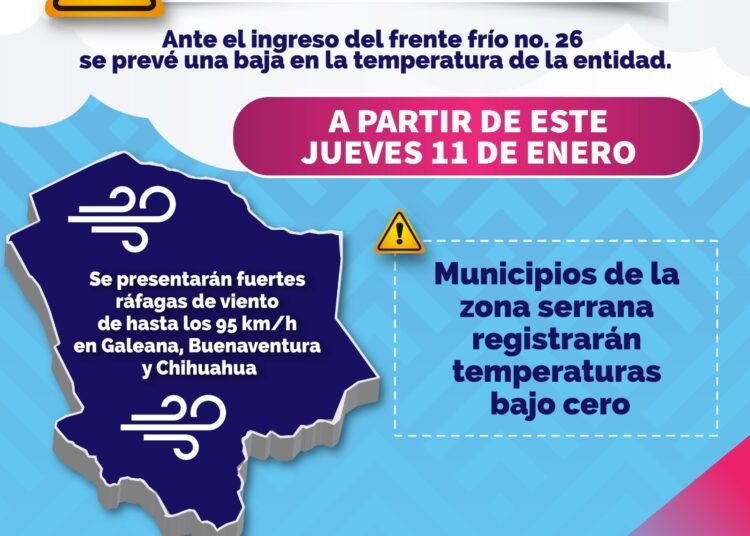 Alerta Amarilla por Fuertes Vientos en Chihuahua: Precauciones ante el Frente Frío No. 26
