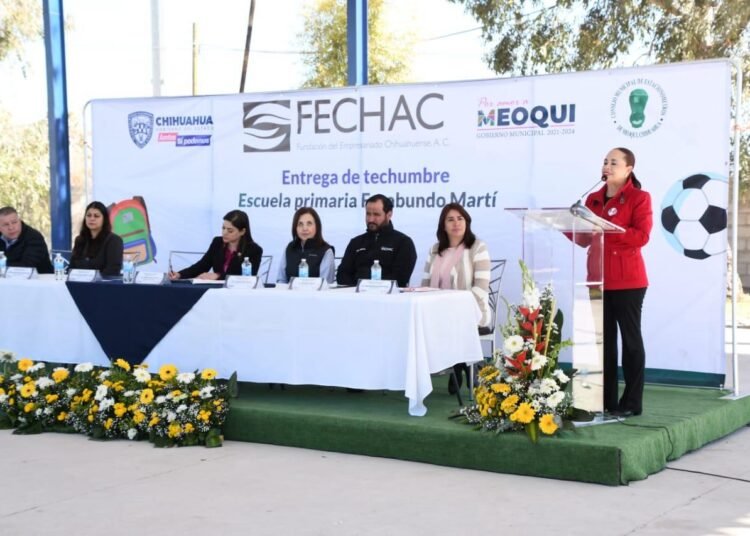Inauguran Techumbre en la Primaria “Agustín Farabundo Martí” en Meoqui