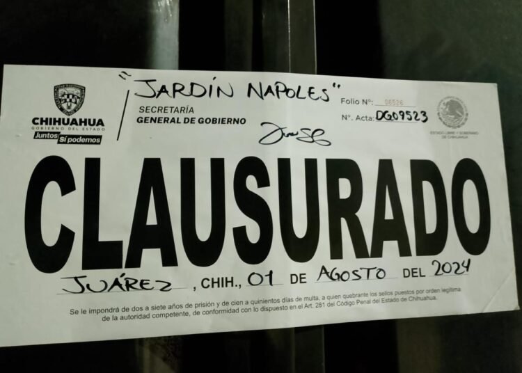 Clausura Gobernación Estatal 19 establecimientos en la última semana