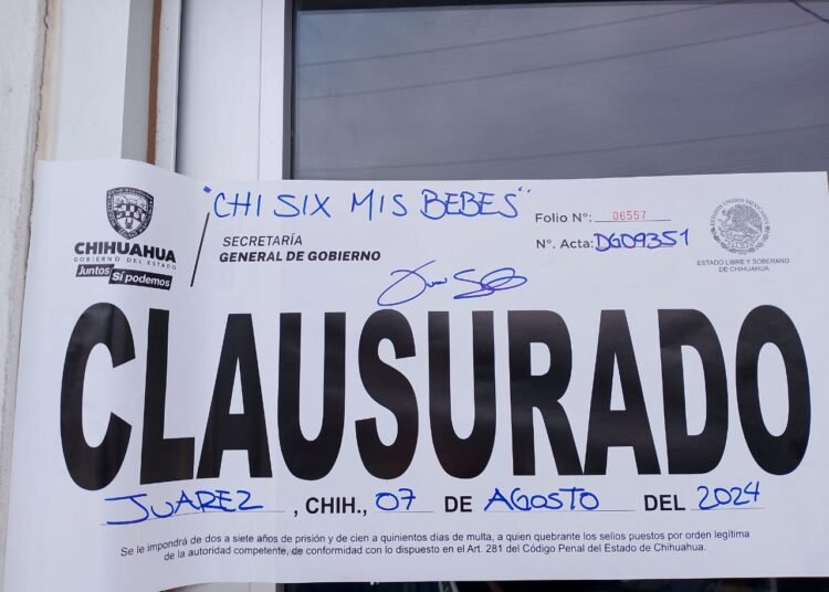 Clausura Gobernación Estatal 6 Establecimientos en la Última Semana