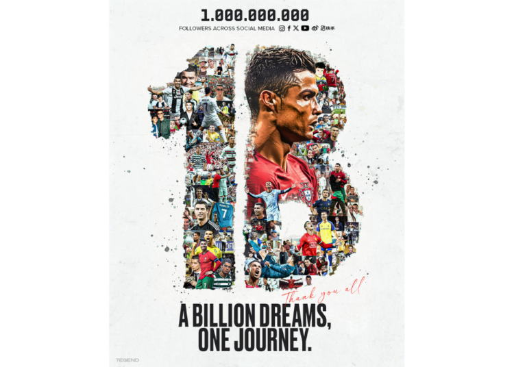 Cristiano Ronaldo celebra 1,000 millones de seguidores en redes sociales