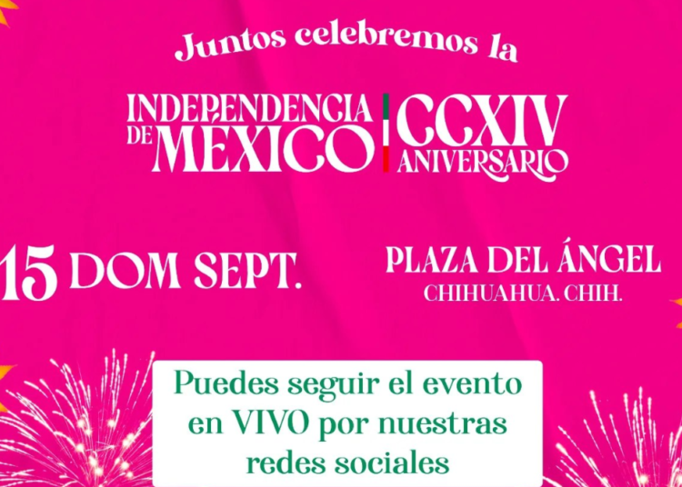 Programa del Grito de Independencia en la Plaza del Ángel