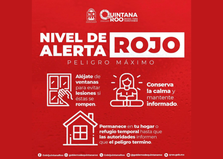 Alerta roja en Quintana Roo por el huracán Helene