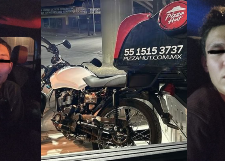 Detienen a dos personas por robo de motocicleta de repartidor de Pizza Hut en Chihuahua