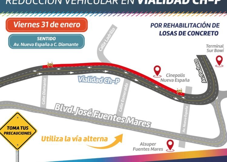 Comenzarán trabajos de rehabilitación de losas de concreto en Vialidad CH-P