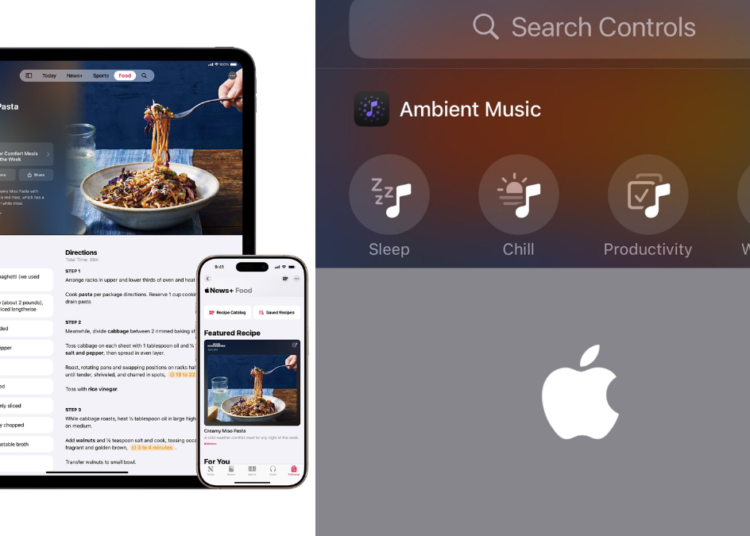 Apple incorpora nuevas funciones en iOS: Música ambiental y sección de comida en Apple News+