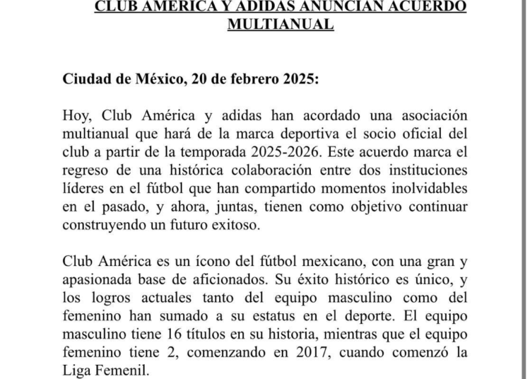 Club América y Adidas: Una alianza histórica regresa después de 25 años