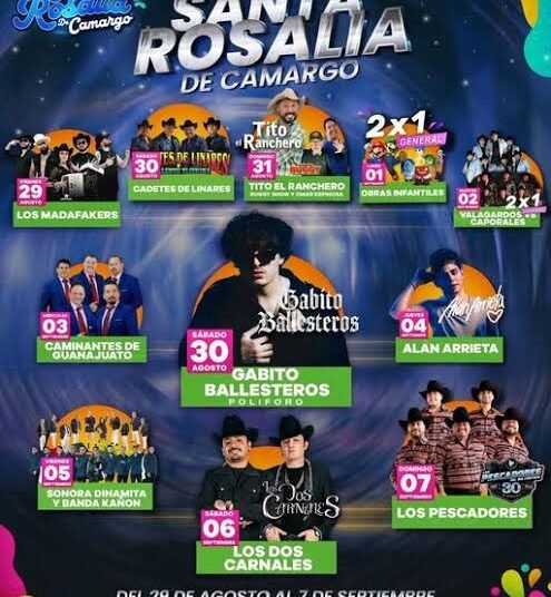 Esta es la Cartelera completa de la Expo Feria Santa Rosalía de Camargo 2025