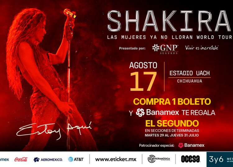 Shakira traerá su gira mundial a Chihuahua este 17 de agosto
