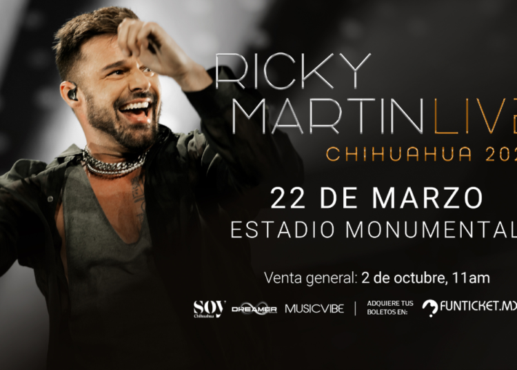 Ricky Martin llegará a Chihuahua en marzo de 2026 con su gira “Ricky Martin Live”
