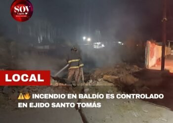 ⚠️🔥 INCENDIO EN BALDÍO ES CONTROLADO EN EJIDO SANTO TOMÁS