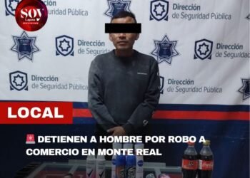 Policía Municipal detiene a sujeto por robo a comercio en Monte Real