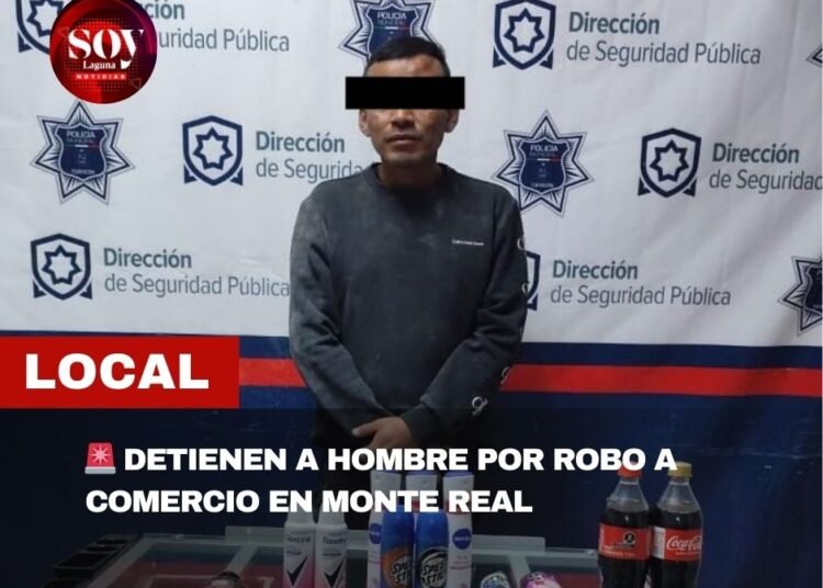 Policía Municipal detiene a sujeto por robo a comercio en Monte Real