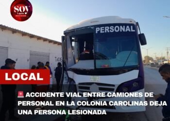 🚨 Accidente vial entre camiones de personal deja una persona lesionada en la colonia Carolinas