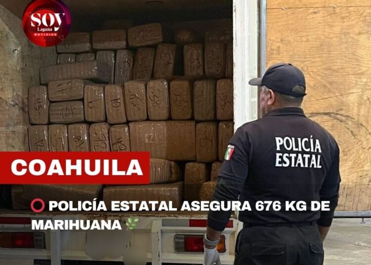 Policía Estatal asegura 676 kg de marihuana en filtro de seguridad Saltillo–Matamoros
